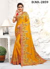 Yellow Latest Fancy wedding Wear Heavy Resham And Coding With jari Embroidery And Stone work Designer Sarees Collection 2859